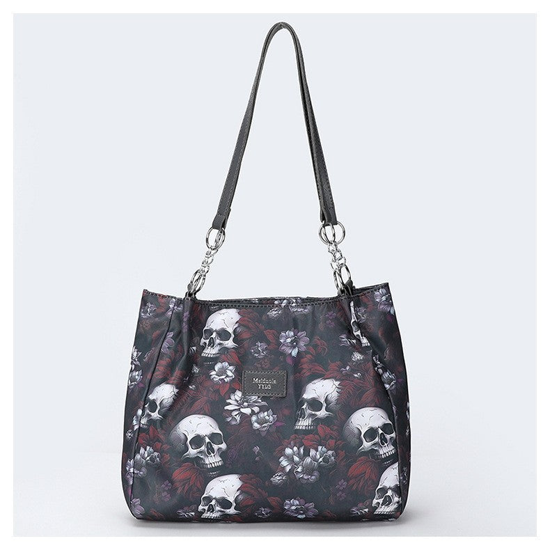 Gothic Skull PU Tote Bag for Women