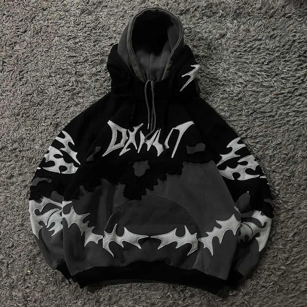 American-style pullover patchwork hoodie