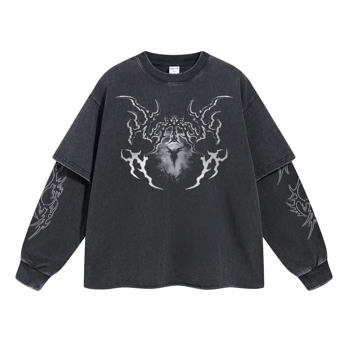 Retro faux two-piece long-sleeved shirt