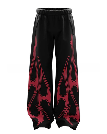 Casual Loose Fit Denim Pants with Print