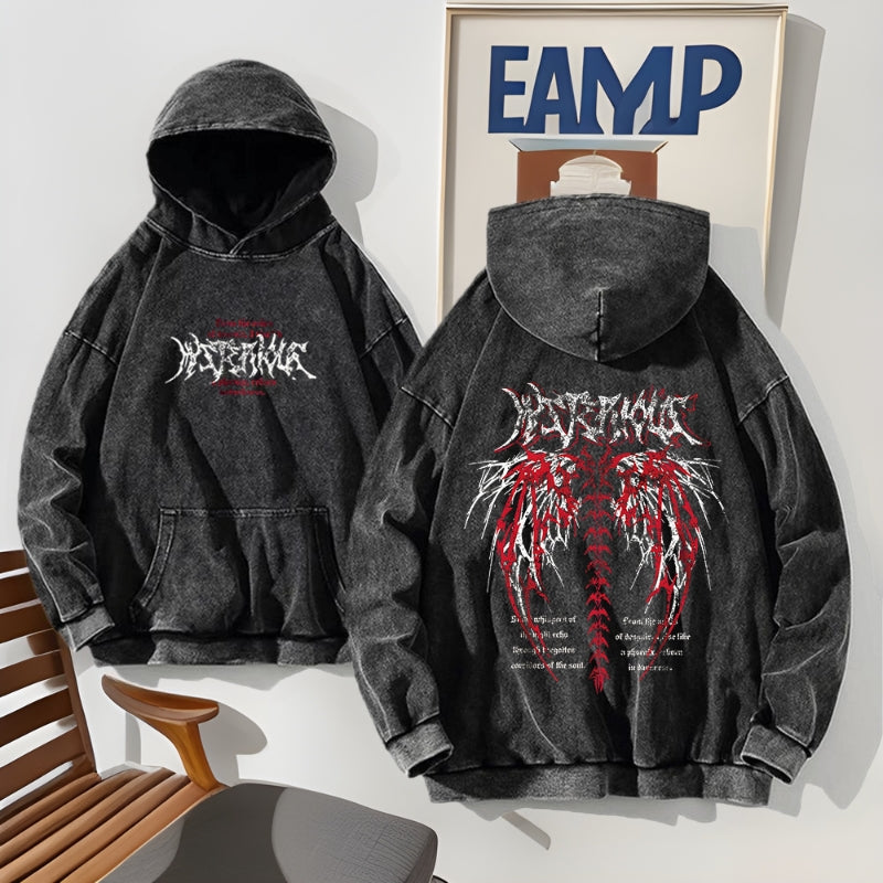 Printed cotton hoodie