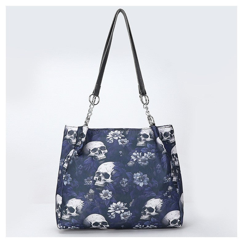Gothic Skull PU Tote Bag for Women
