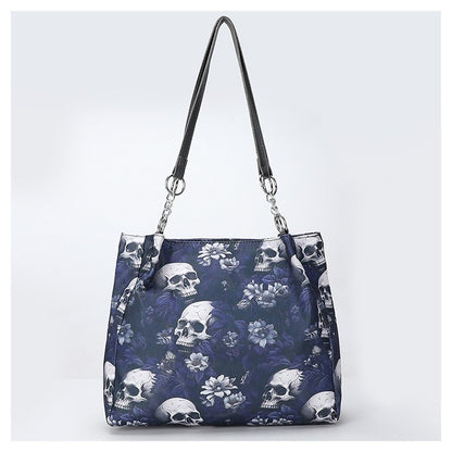 Gothic Skull PU Tote Bag for Women