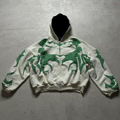 Y2K Gothic Printed Zipper Hooded Sweatshirt