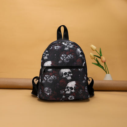 Women's Gothic Skull Print Nylon Backpack