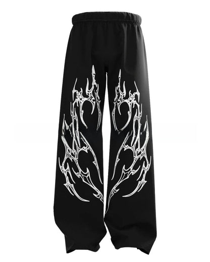 Casual Loose Fit Denim Pants with Print