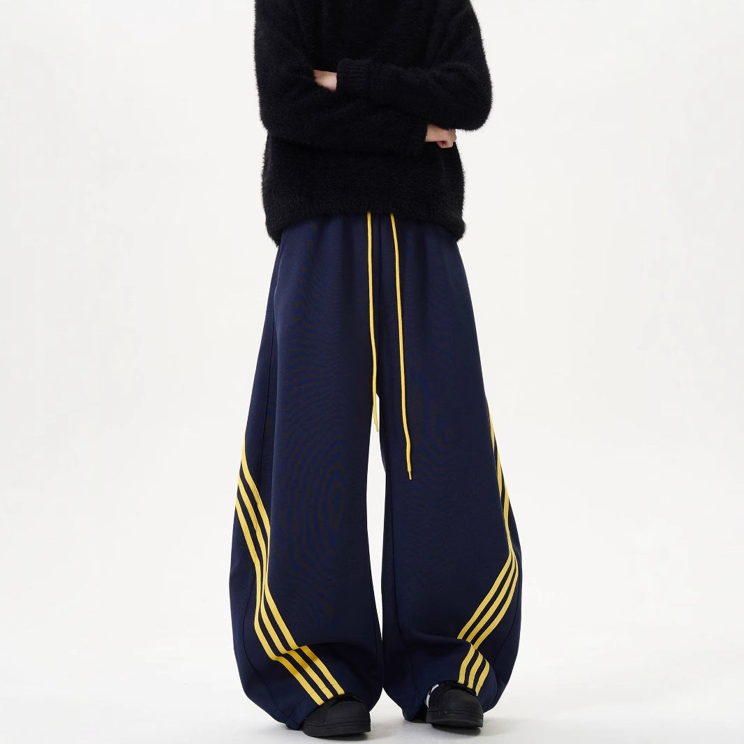 Striped color-blocking wide-leg sweatpants