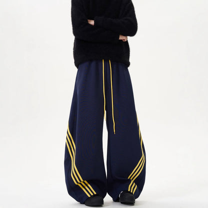 Striped color-blocking wide-leg sweatpants