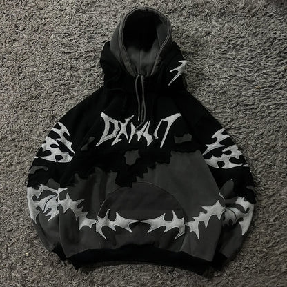 American-style pullover patchwork hoodie