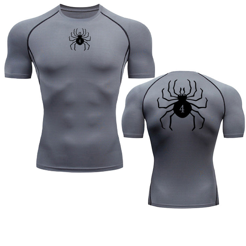Men's Quick-Dry Fitness Shirt with Spider Print