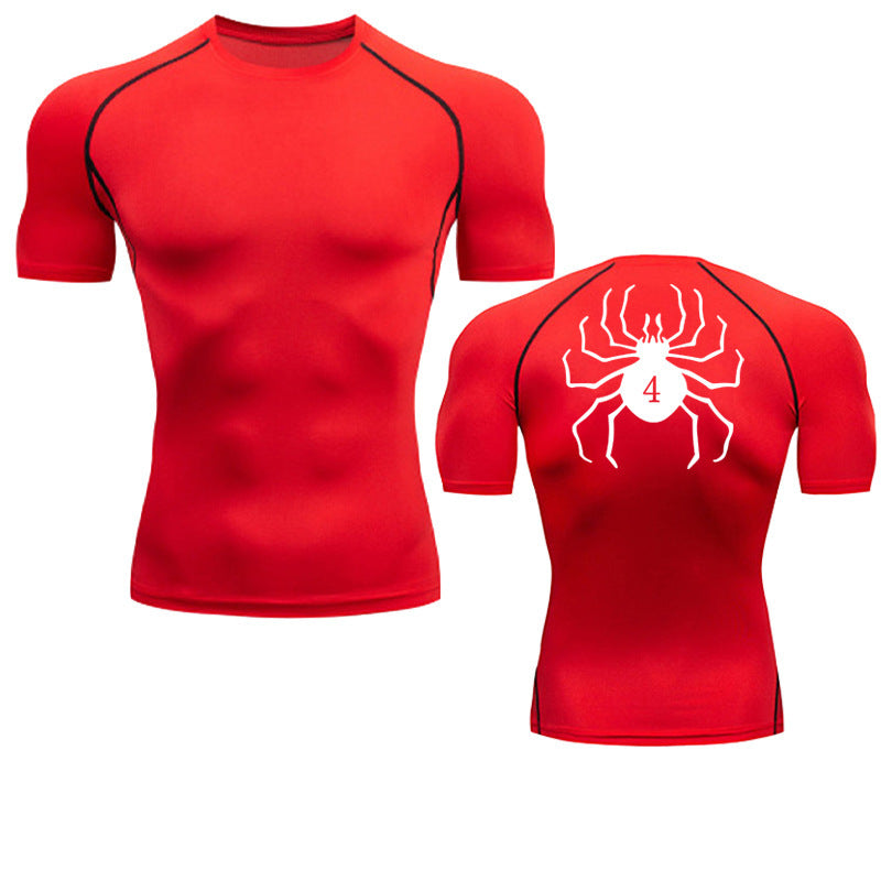 Men's Quick-Dry Fitness Shirt with Spider Print