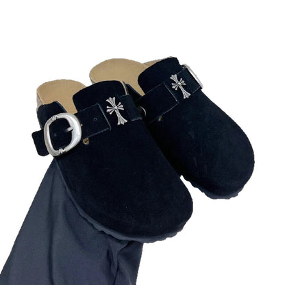 Super leather Bohken half-slip-on head-covering slip-on shoes