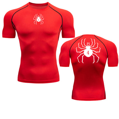 Men's Quick-Dry Fitness Shirt with Spider Print