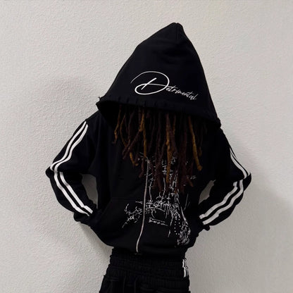 Gothic Y2K Zipper Sweatshirt Streetwear Pullover