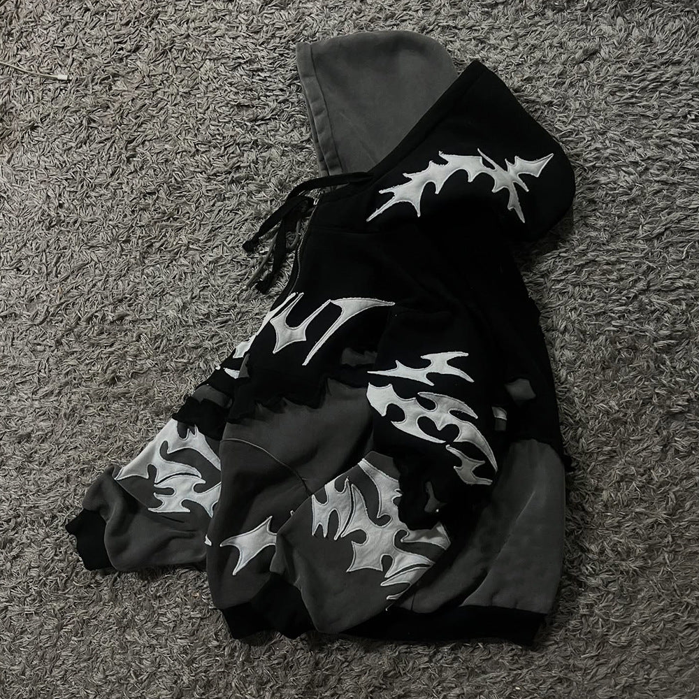 American-style pullover patchwork hoodie