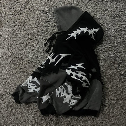 American-style pullover patchwork hoodie