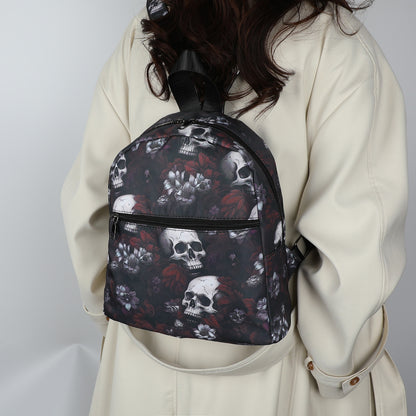 Women's Gothic Skull Print Nylon Backpack