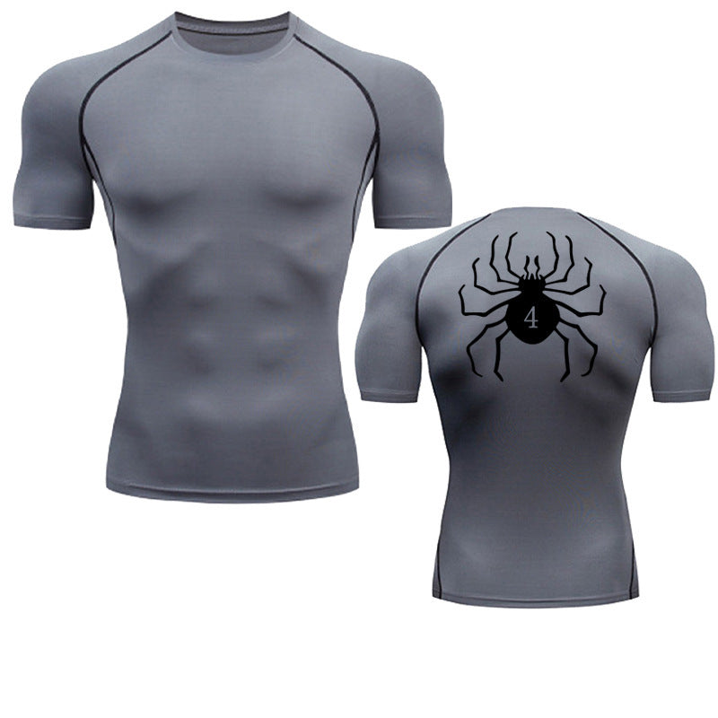 Men's Quick-Dry Fitness Shirt with Spider Print
