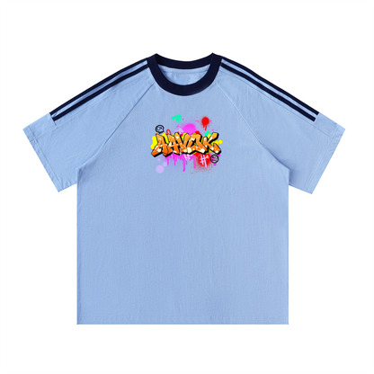 Contrast Tape Crewneck Cotton T-Shirt