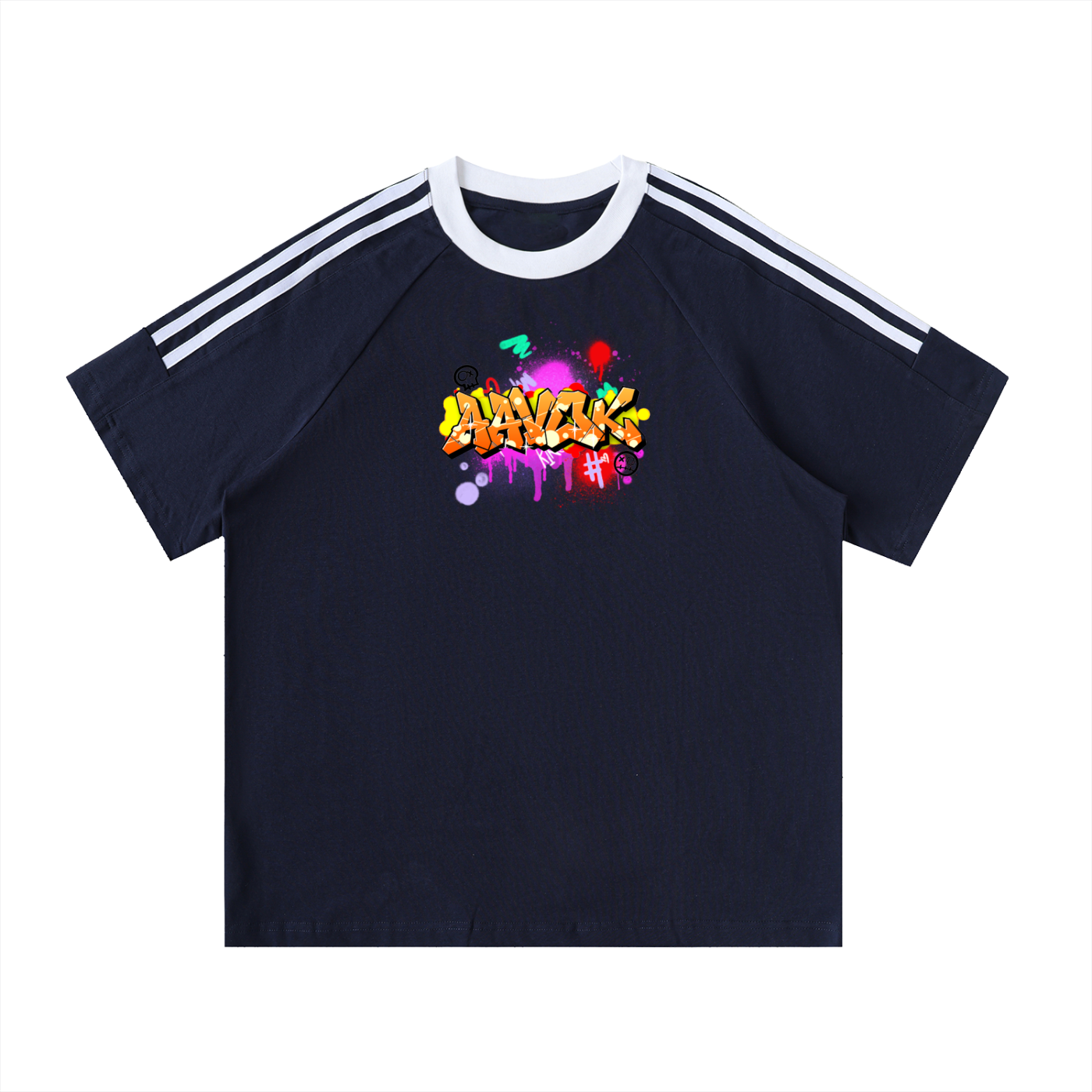 Contrast Tape Crewneck Cotton T-Shirt