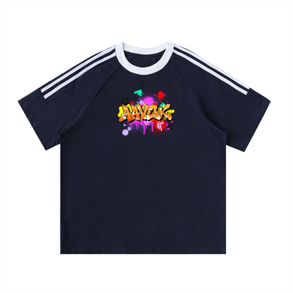 Contrast Tape Crewneck Cotton T-Shirt