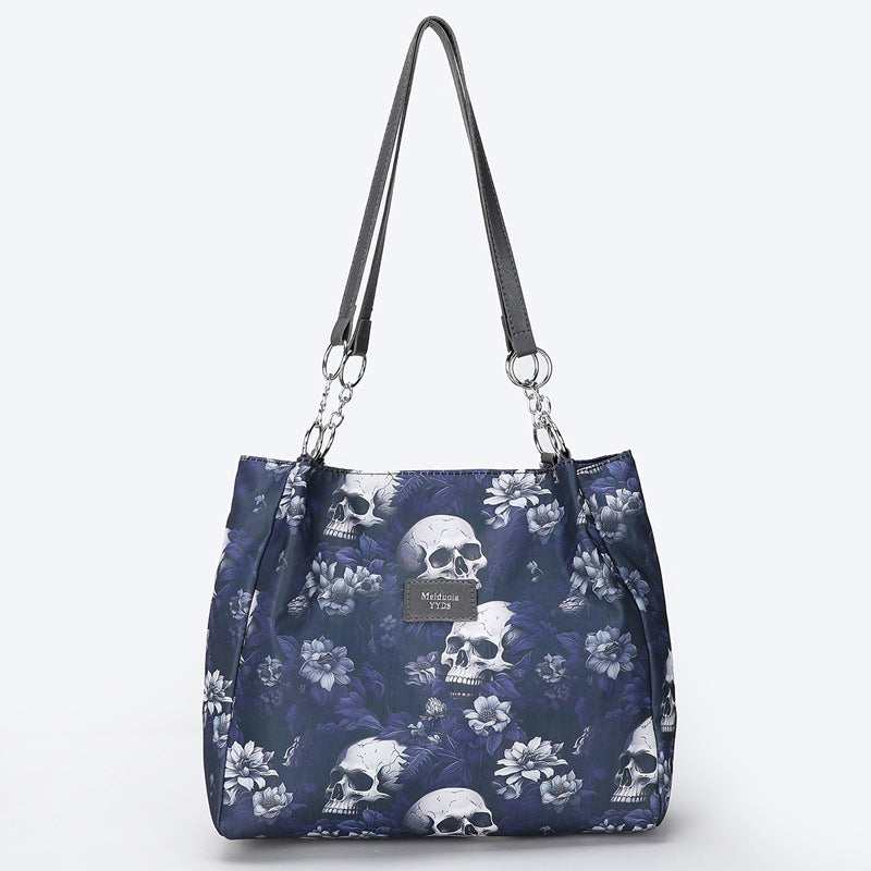 Gothic Skull PU Tote Bag for Women