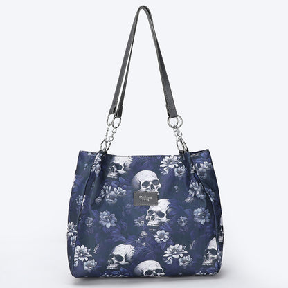 Gothic Skull PU Tote Bag for Women