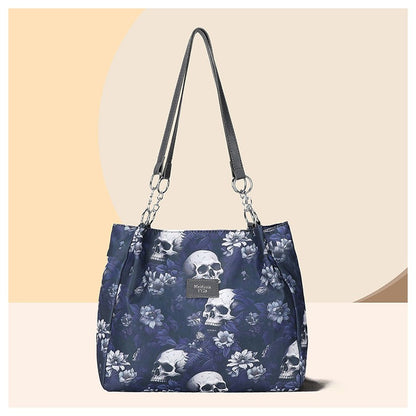 Gothic Skull PU Tote Bag for Women