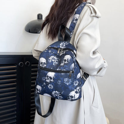 Women's Gothic Skull Print Nylon Backpack