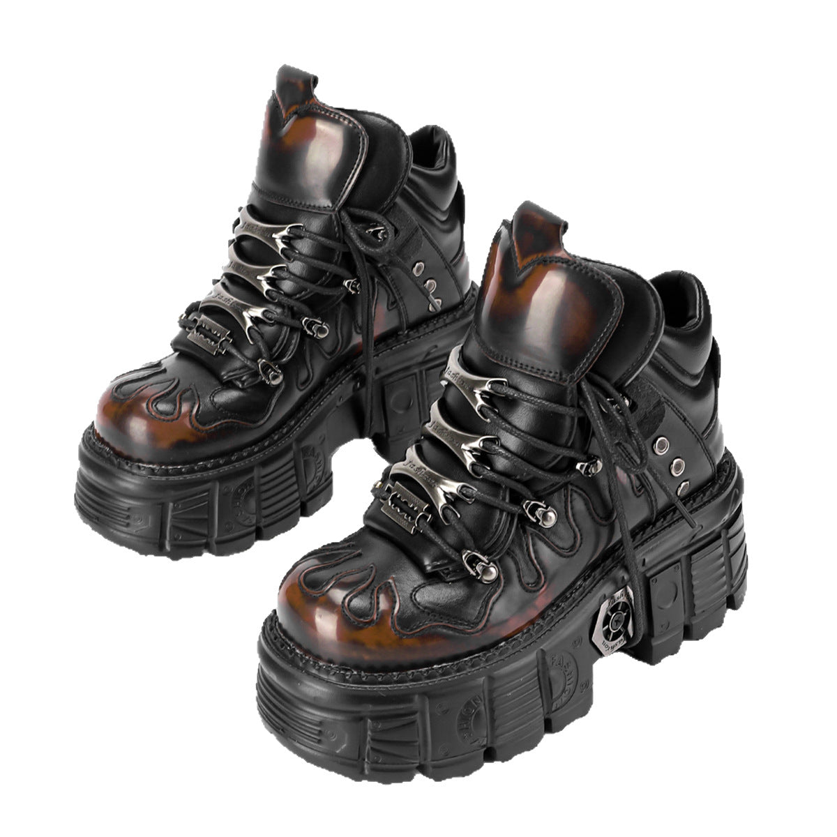 Gothic Punk Platform Boots with Metal Accents