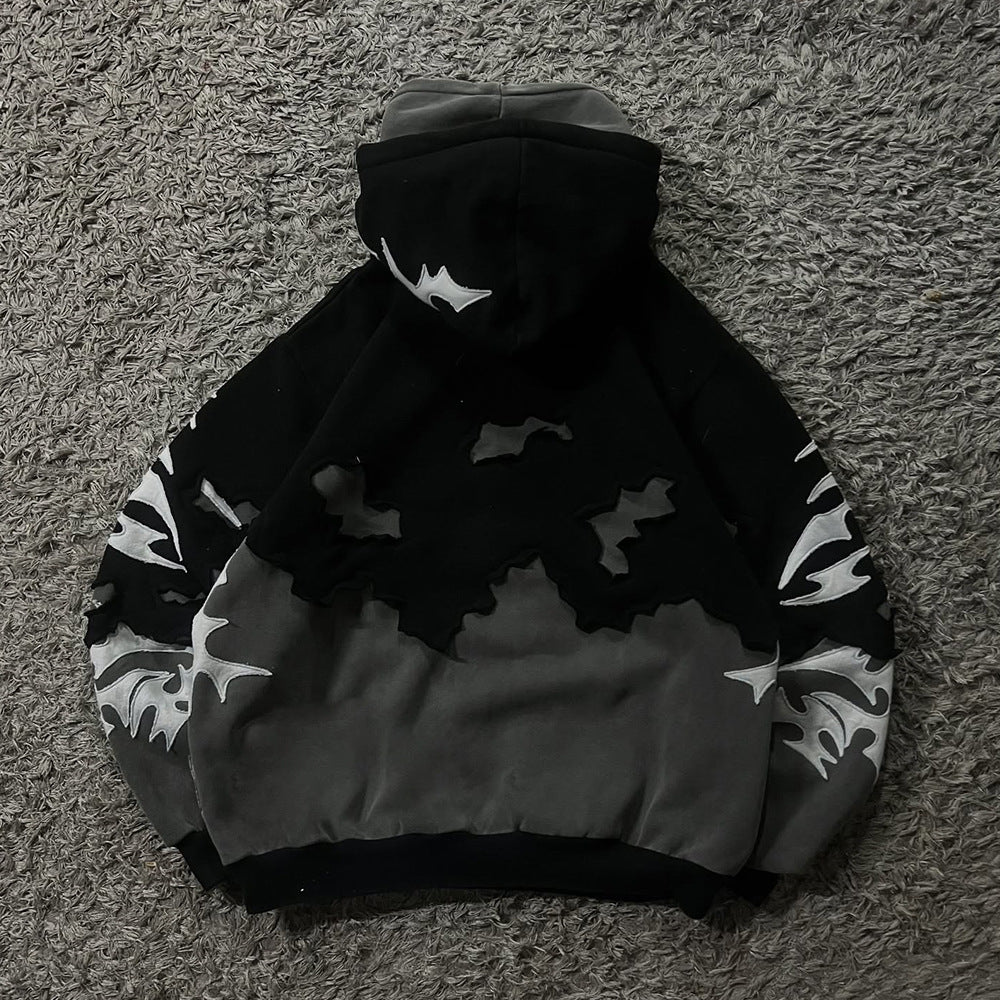 American-style pullover patchwork hoodie