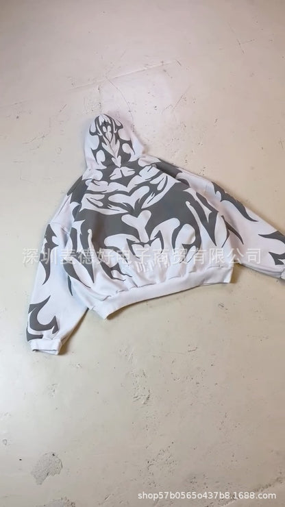 Y2K Gothic Printed Zipper Hooded Sweatshirt