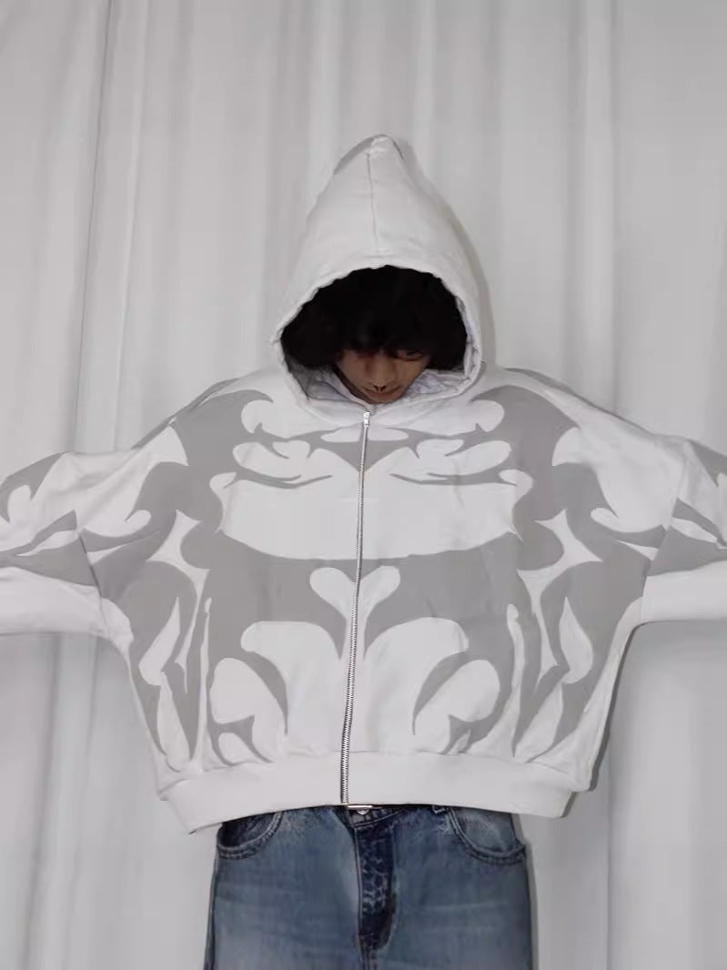Y2K Gothic Printed Zipper Hooded Sweatshirt
