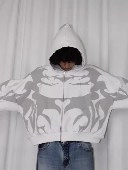 Y2K Gothic Printed Zipper Hooded Sweatshirt