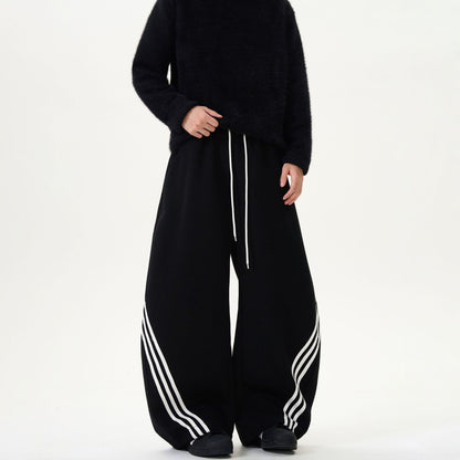 Striped color-blocking wide-leg sweatpants