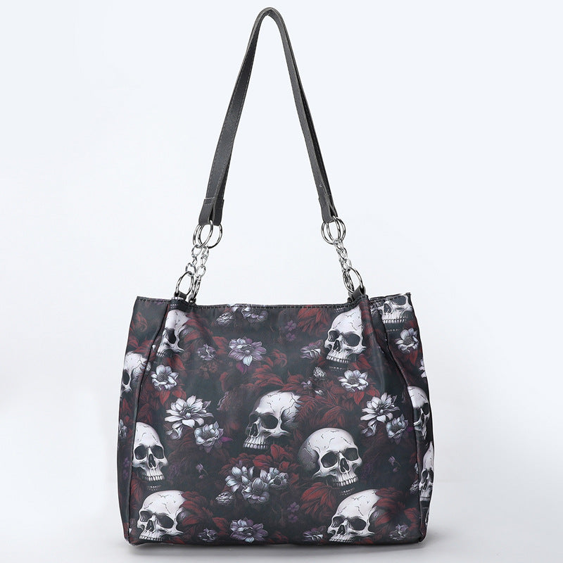 Gothic Skull PU Tote Bag for Women
