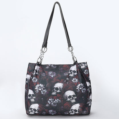 Gothic Skull PU Tote Bag for Women