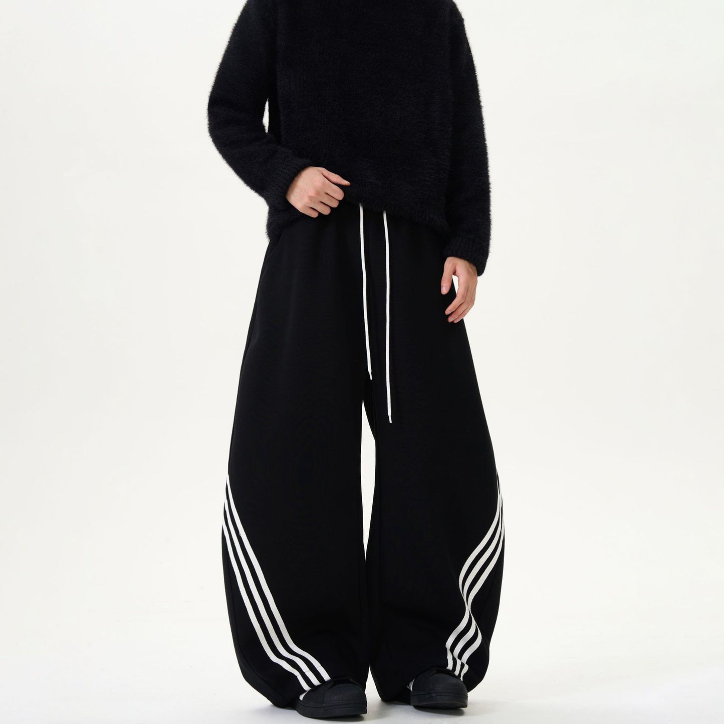 Striped color-blocking wide-leg sweatpants