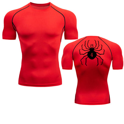 Men's Quick-Dry Fitness Shirt with Spider Print