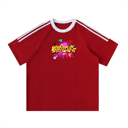 Contrast Tape Crewneck Cotton T-Shirt