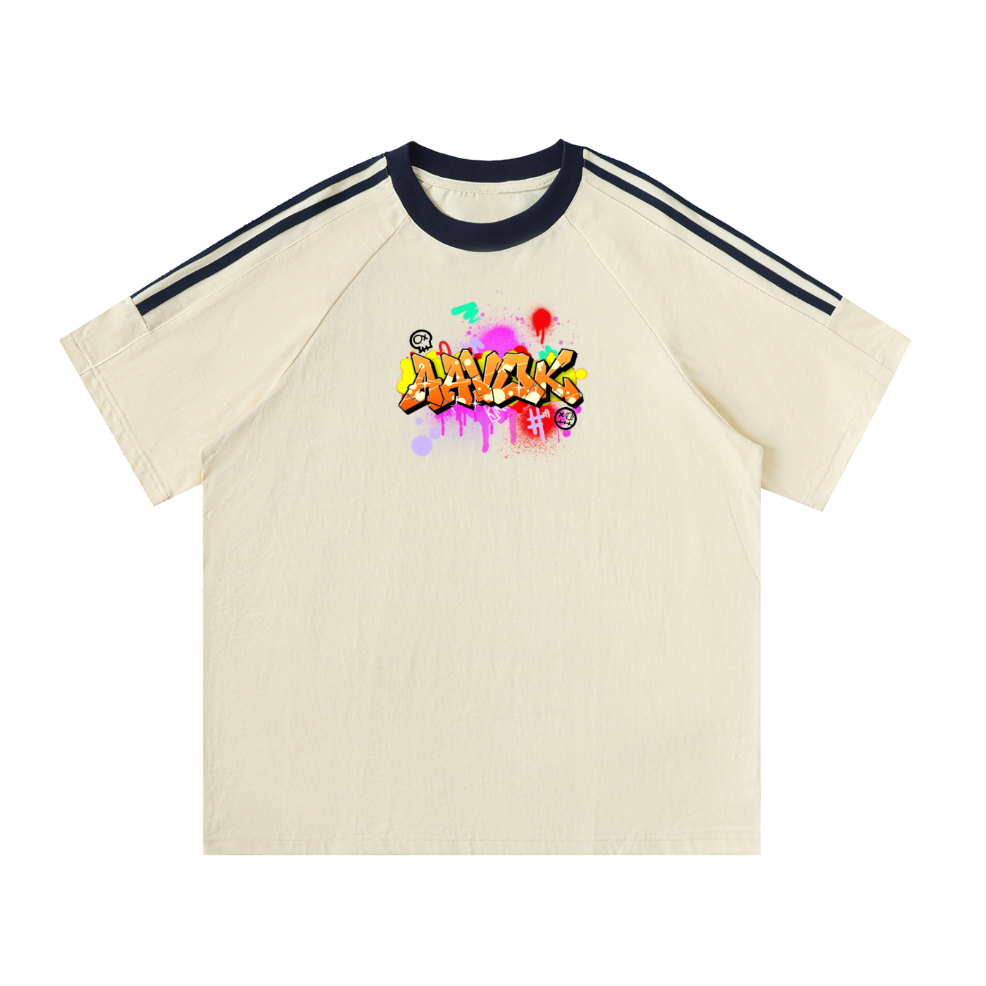 Contrast Tape Crewneck Cotton T-Shirt