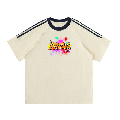 Contrast Tape Crewneck Cotton T-Shirt