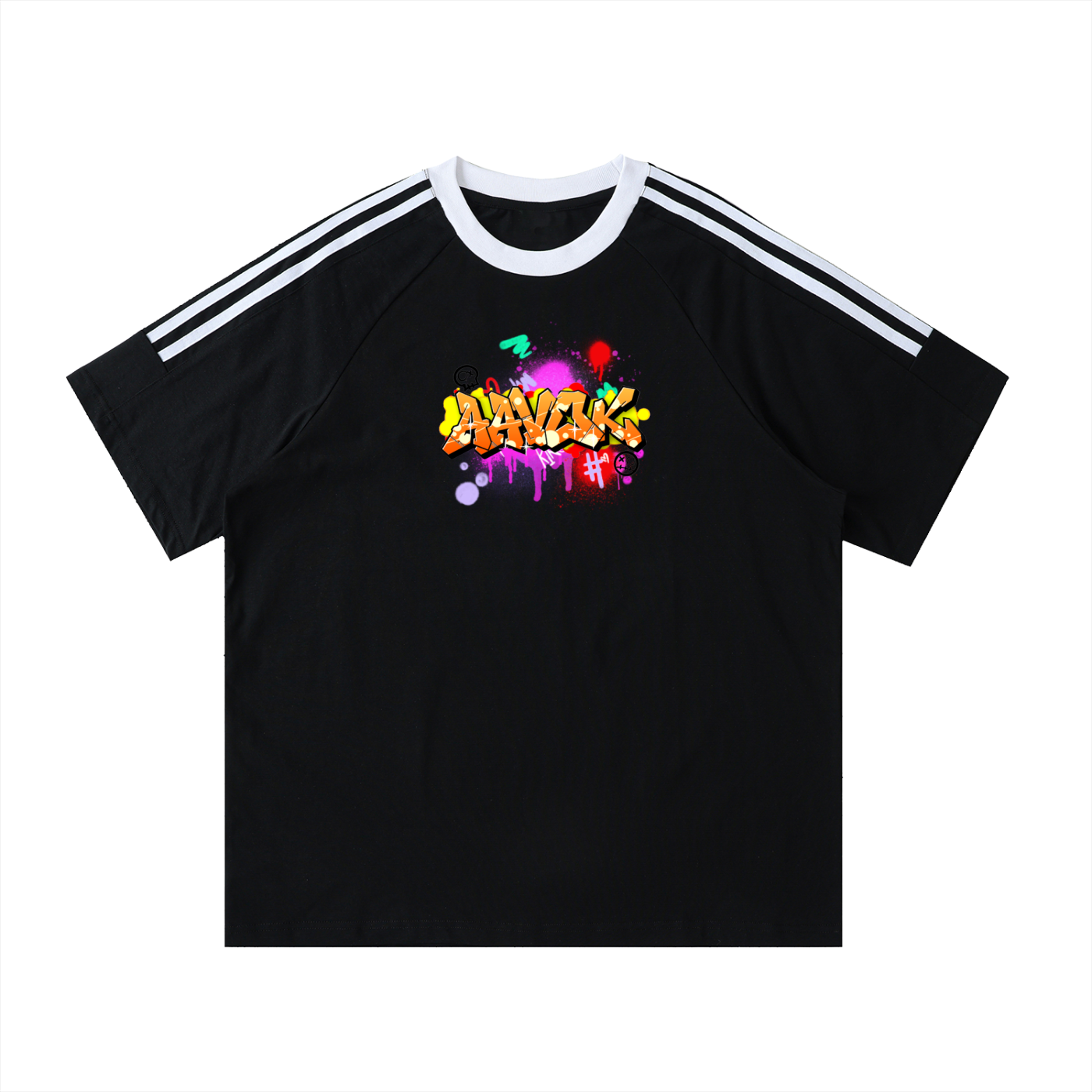 Contrast Tape Crewneck Cotton T-Shirt