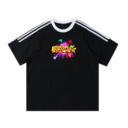 Contrast Tape Crewneck Cotton T-Shirt