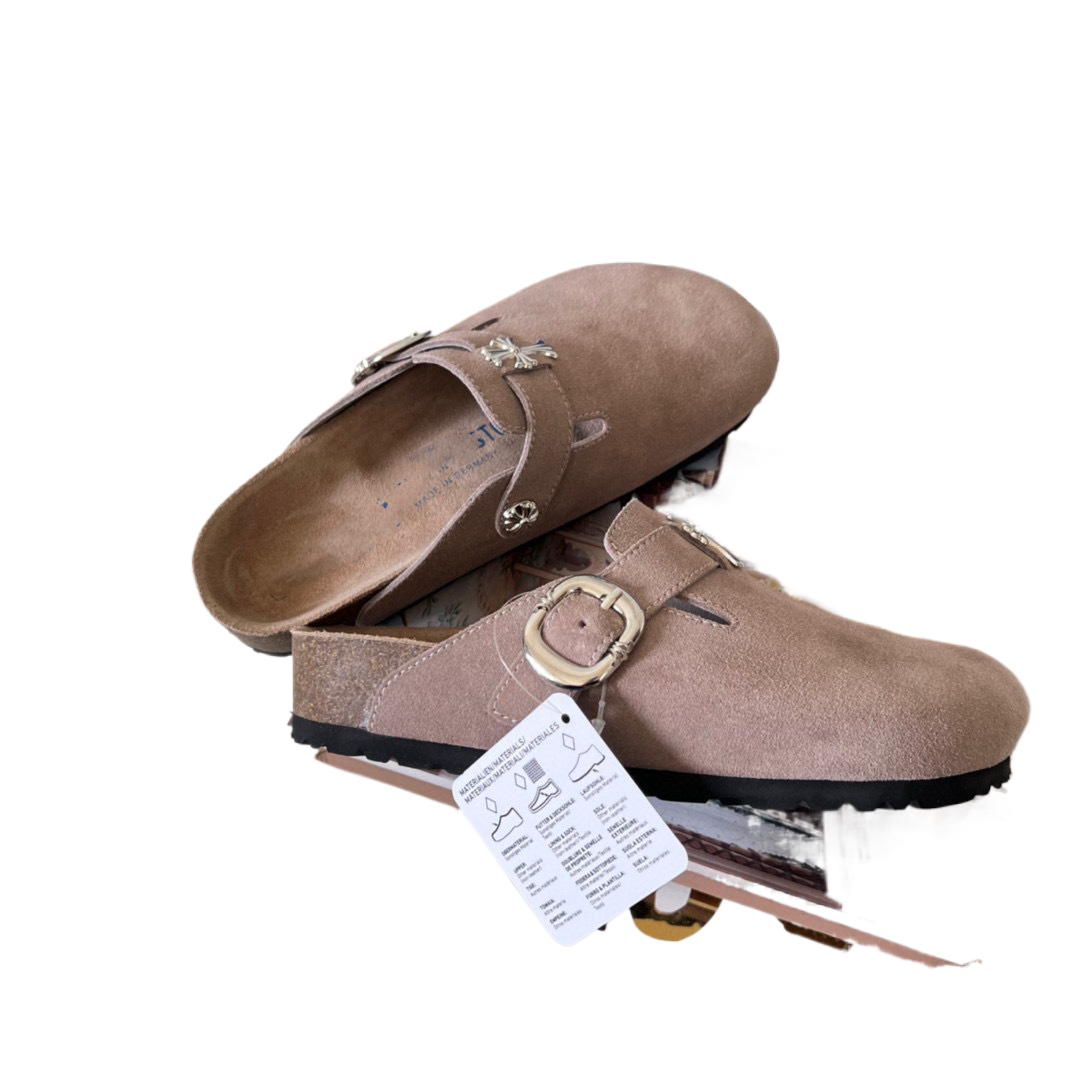 Super leather Bohken half-slip-on head-covering slip-on shoes