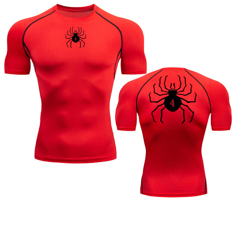 Men's Quick-Dry Fitness Shirt with Spider Print