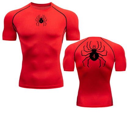 Men's Quick-Dry Fitness Shirt with Spider Print