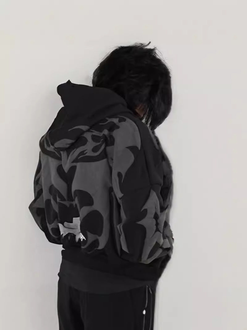 Y2K Gothic Printed Zipper Hooded Sweatshirt