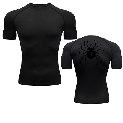 Men's Quick-Dry Fitness Shirt with Spider Print