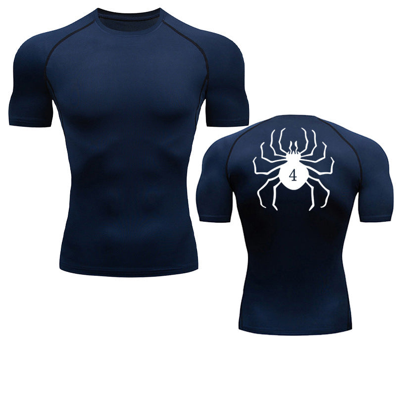 Men's Quick-Dry Fitness Shirt with Spider Print